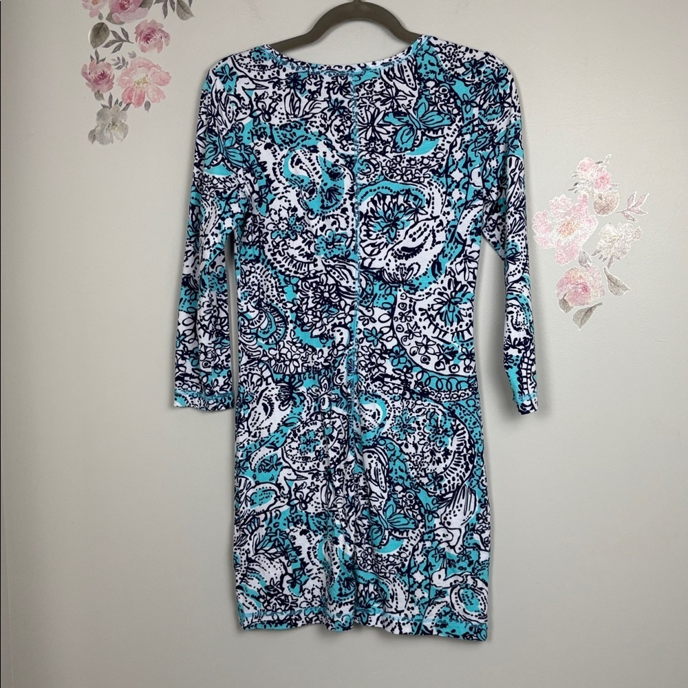 Lilly Pulitzer Blue and Black Patterned Long Sleeve Dress - S - Picture 8 of 8